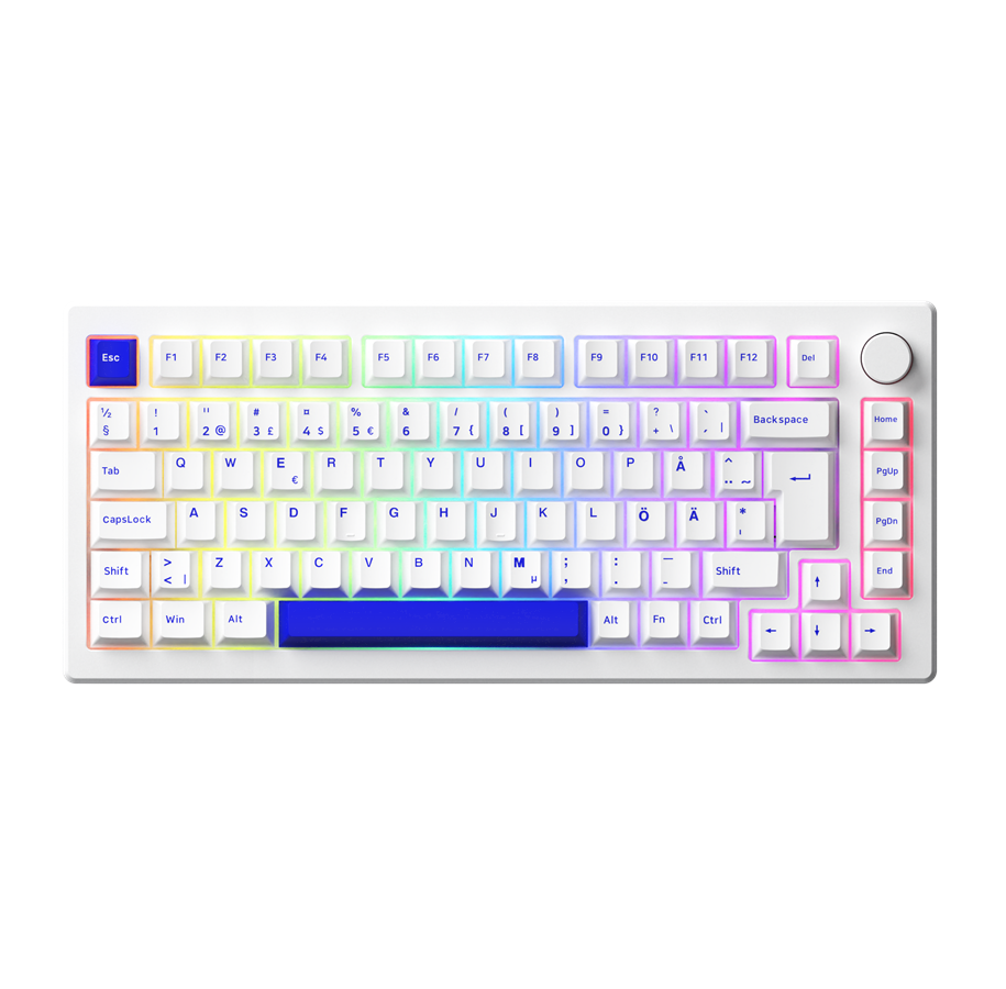 Tangentbord - Akkogear MOD 007B PC Blue on White V3 Piano Pro - Gaming Keyboard - Utan numpad - Nordisk - Vit - 6925758629164