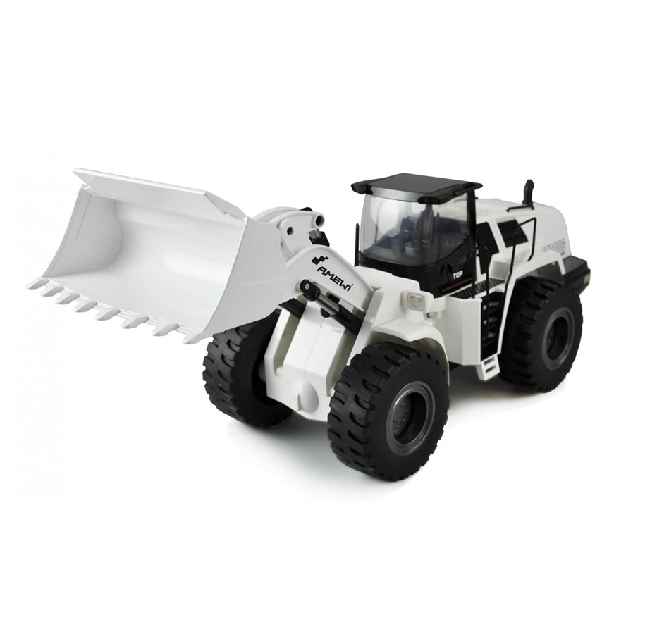 Fjärrstyrt - Amewi Wheel Loader G484E AE 1:14 RTR 10-Channel Sound Light Partial Metal White - 22416