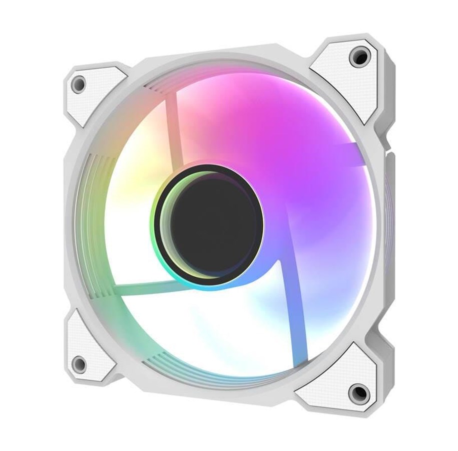 Chassi fläkt - Darkflash DR08 Cooling Fan (White) - Chassi fläkt - 120mm - Vit med RGB-ljus - 30 dBA - DR08 White