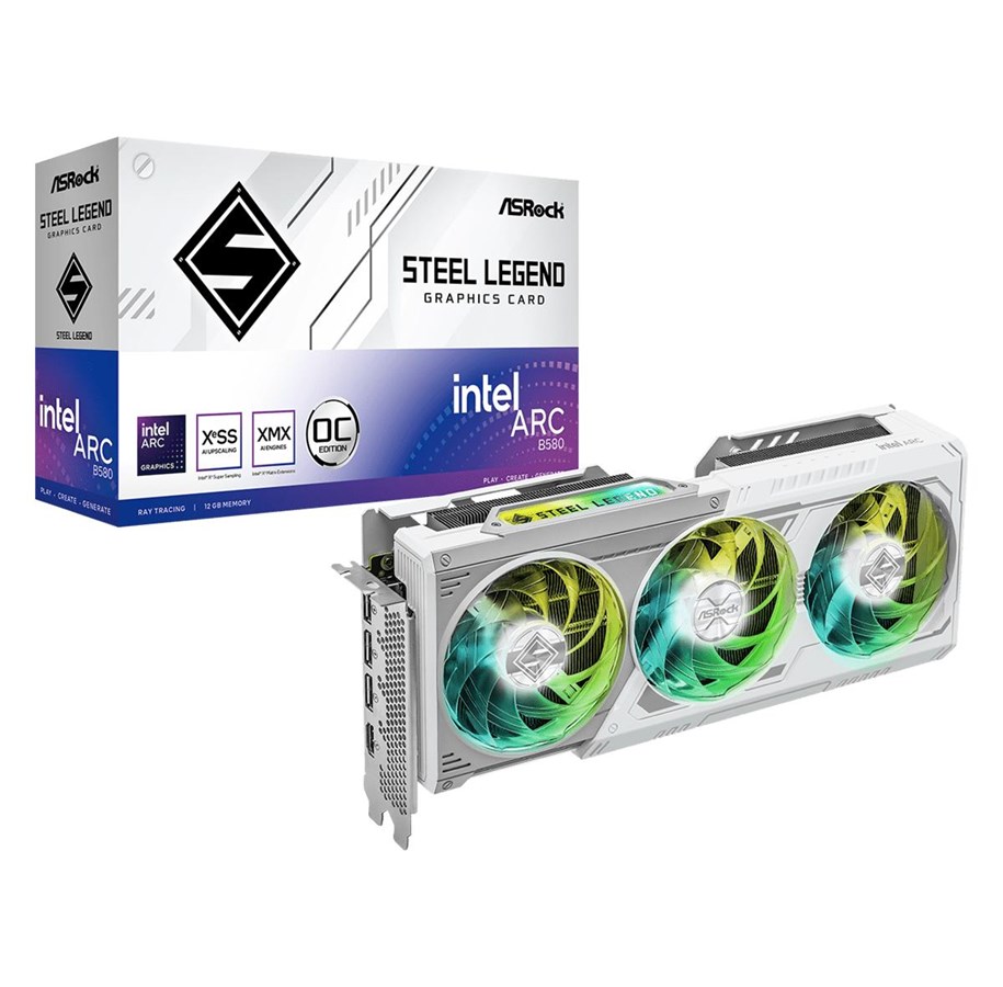 Grafikkort - ASRock Arc B580 Steel Legend - 12GB GDDR6 RAM - Grafikkort - 90-GA5CZZ-00UANF