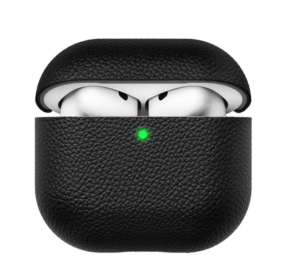 Hörlurar / Headset - KeyBudz Artisan Series Leather Case for Airpods 4:th gen - Black - AP4_S3_BLK