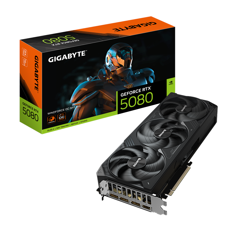 GIGABYTE GeForce RTX 5080 WindForce 3 OC - 16GB GDDR7 RAM - Grafikkort