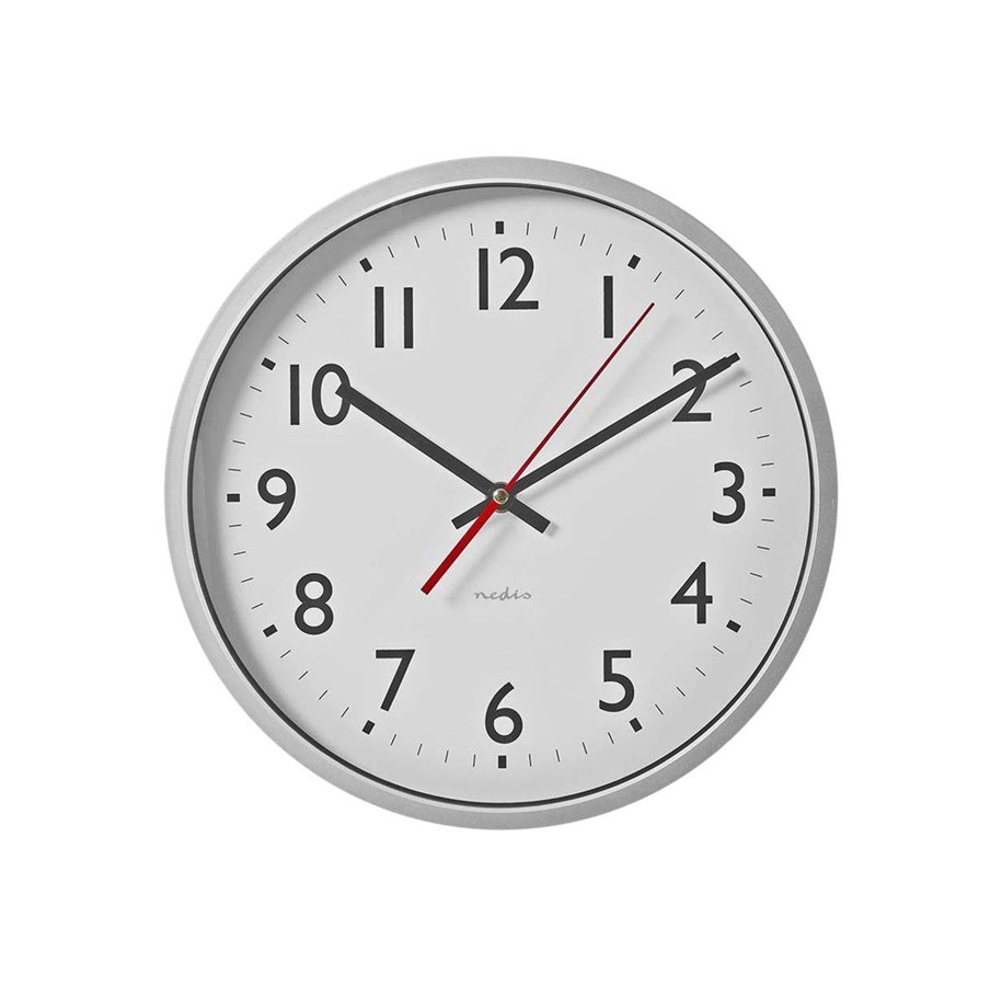 Decoration - Nedis - clock - quartz - wall mountable - 30 cm - white silver - CLWA110WT