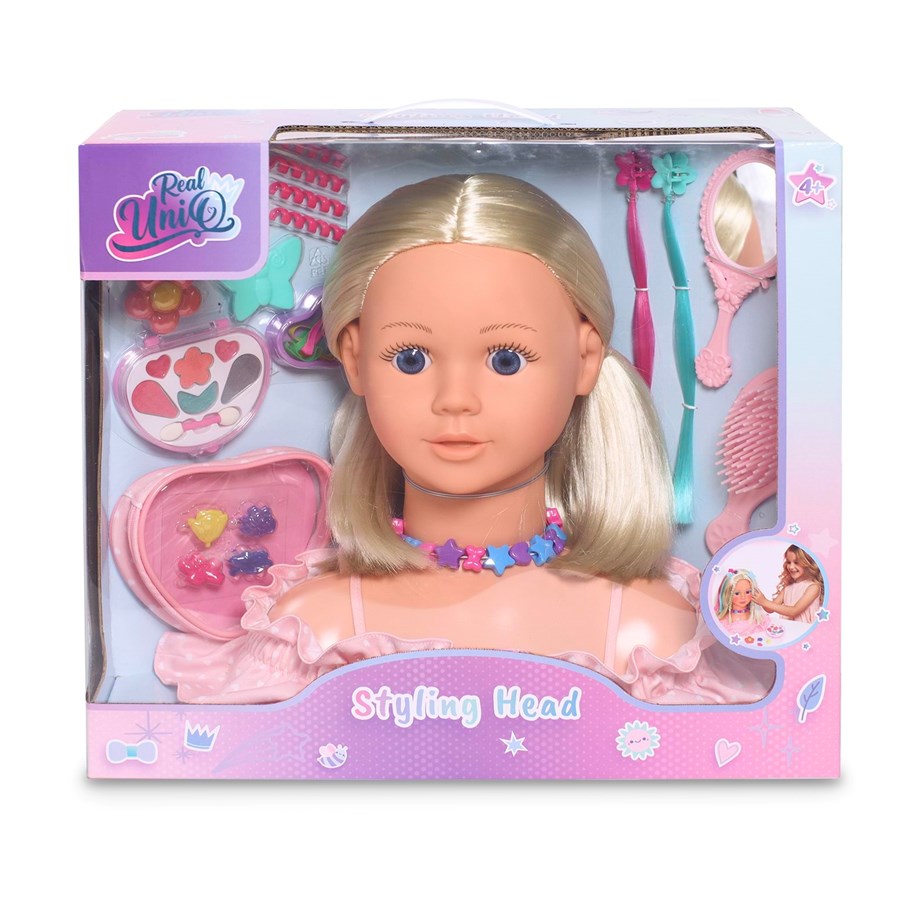 Leksaker - Real UniQ Blonde frisör- och sminkhuvud med sminkset - 30561
