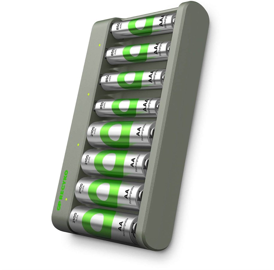Battery - GP Battery Charger E821 8-Slot with 4xAA 2100mAh + 4xAAA 850mAh - 202267