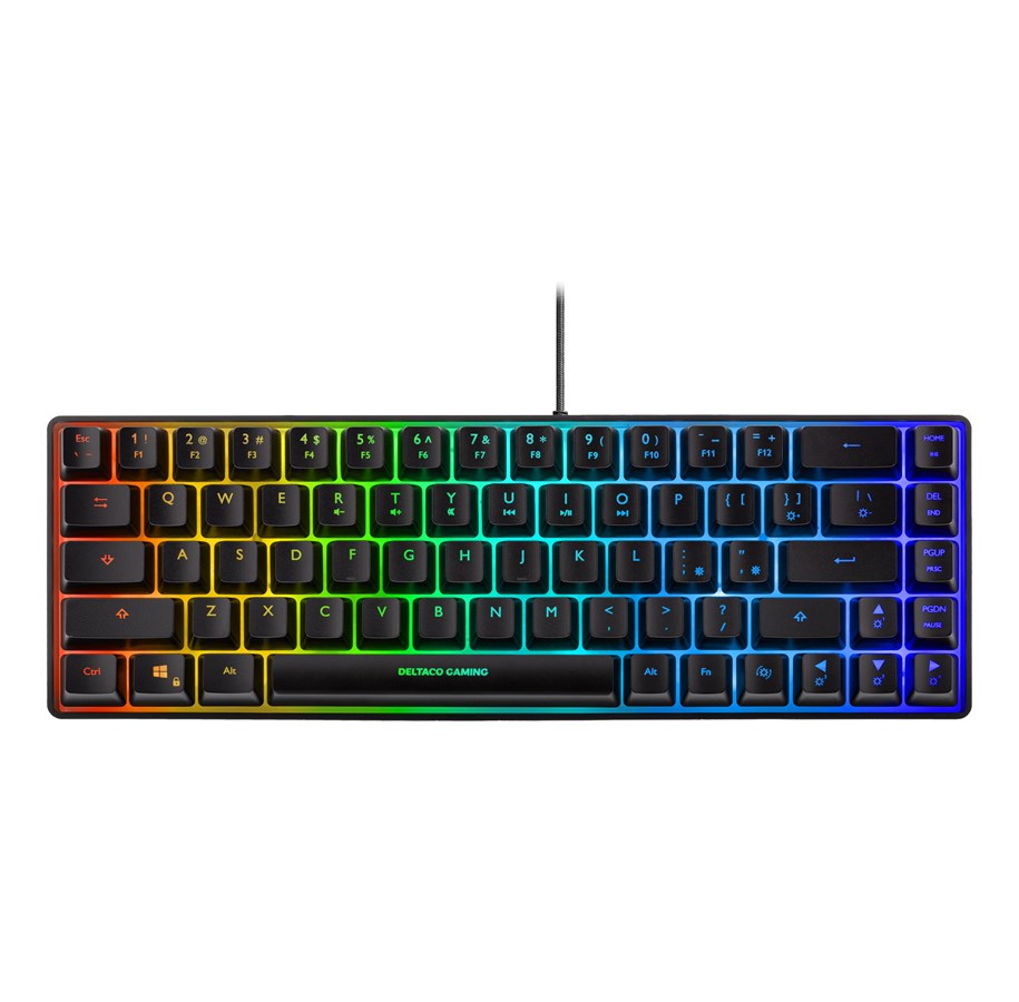 Tangentbord - Deltaco GAM-158-US membrane 60% mini RGB US semi-transparent black - Gaming Tangentbord - Engelska (US) - Svart - GAM-158-US