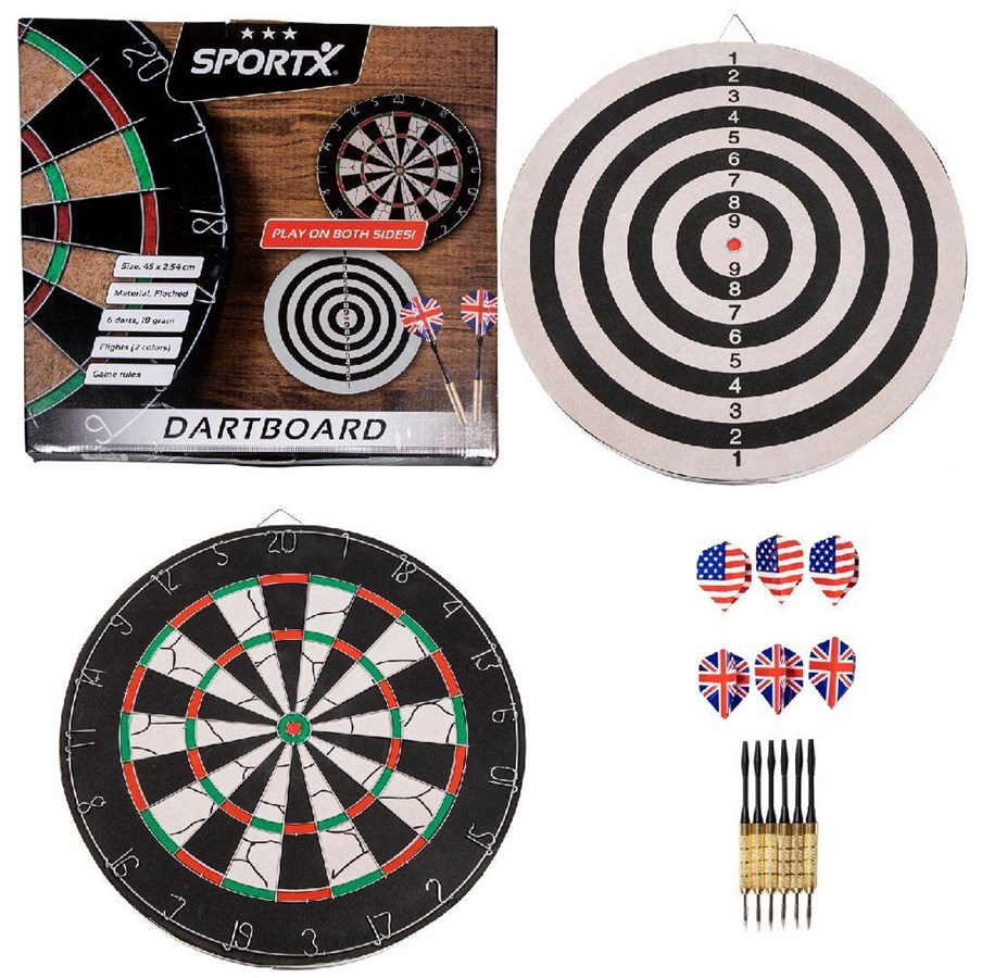 Fotboll och bollspel - SportX Dartboard Flocked with 6 Darts - 2005901