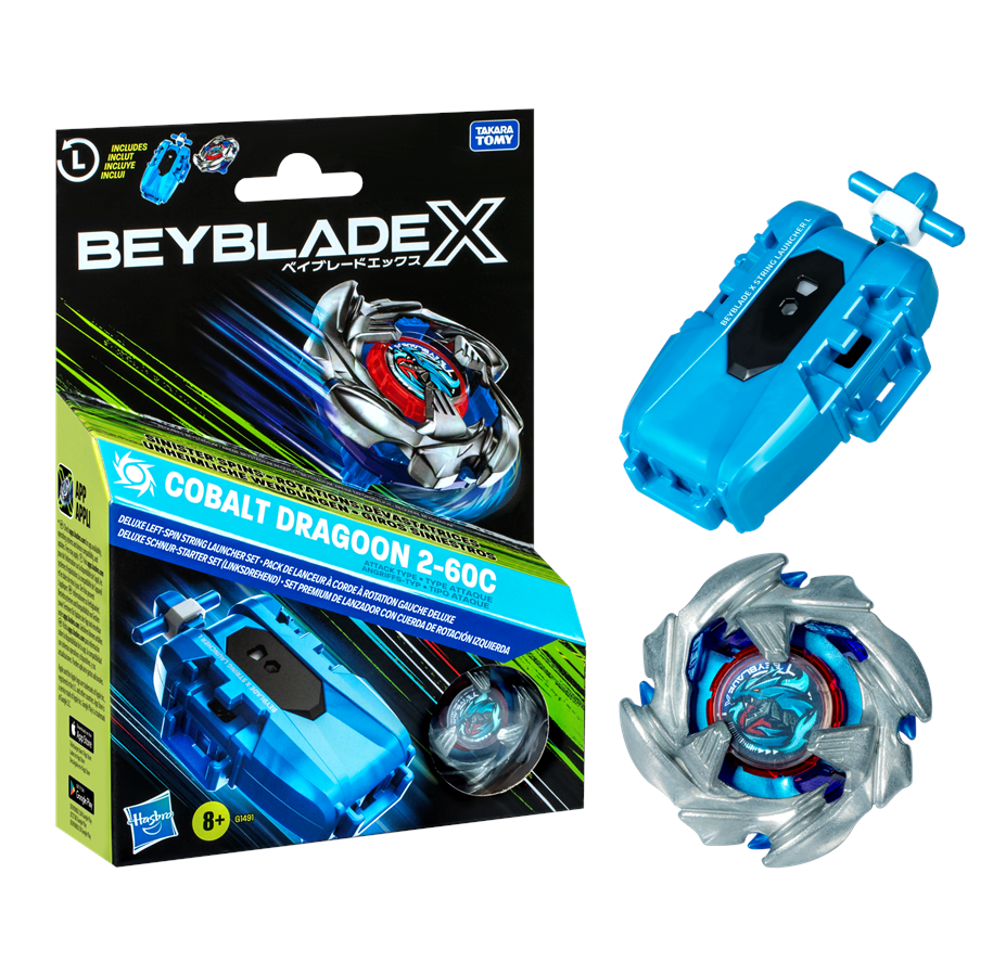 Leksaker - Beyblade X Cobalt Dragoon 2-60C Deluxe Left-Spin String Launcher Set - G1491EU40