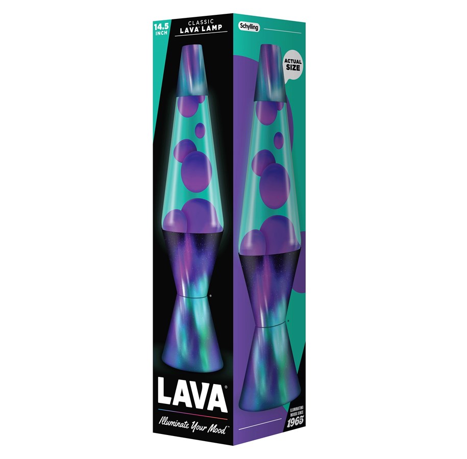 Barnlampor - Lava Lamp 37cm Purple/Teal Aurora Borealis Base - 605906