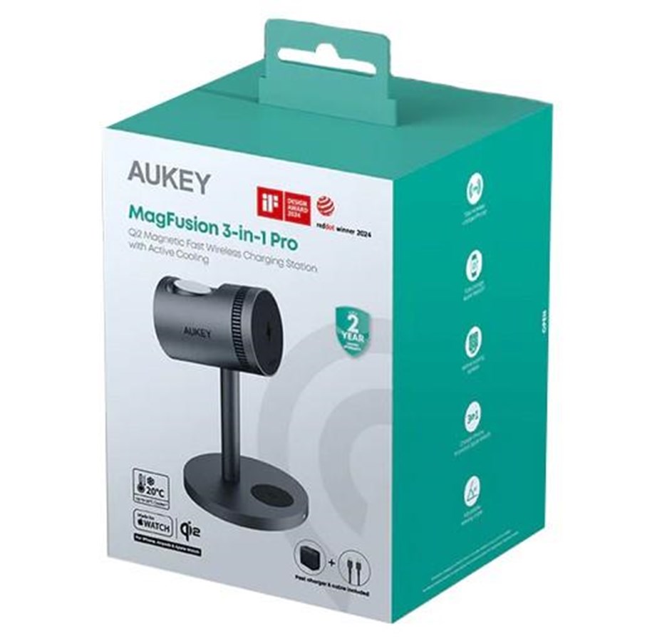 Aukey LC-MC311A MagFusion 3-in-1 Pro Qi2 Active Cooling Aukey LC-MC311A MagFusion 3-in-1 Pro Qi2 Active Cooling
