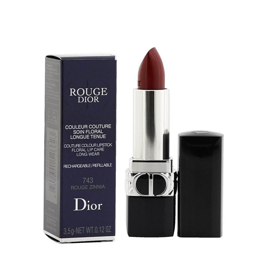 Smink - Christian Dior Couture Colour Satin Finish Cream Lipstick 743 Rouge Zinnia Refillable 3.5 g - 3348901526623