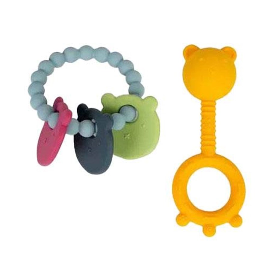 Babyleksaker - Bigjigs Teething Ring Set Bear 2pcs. - 37017