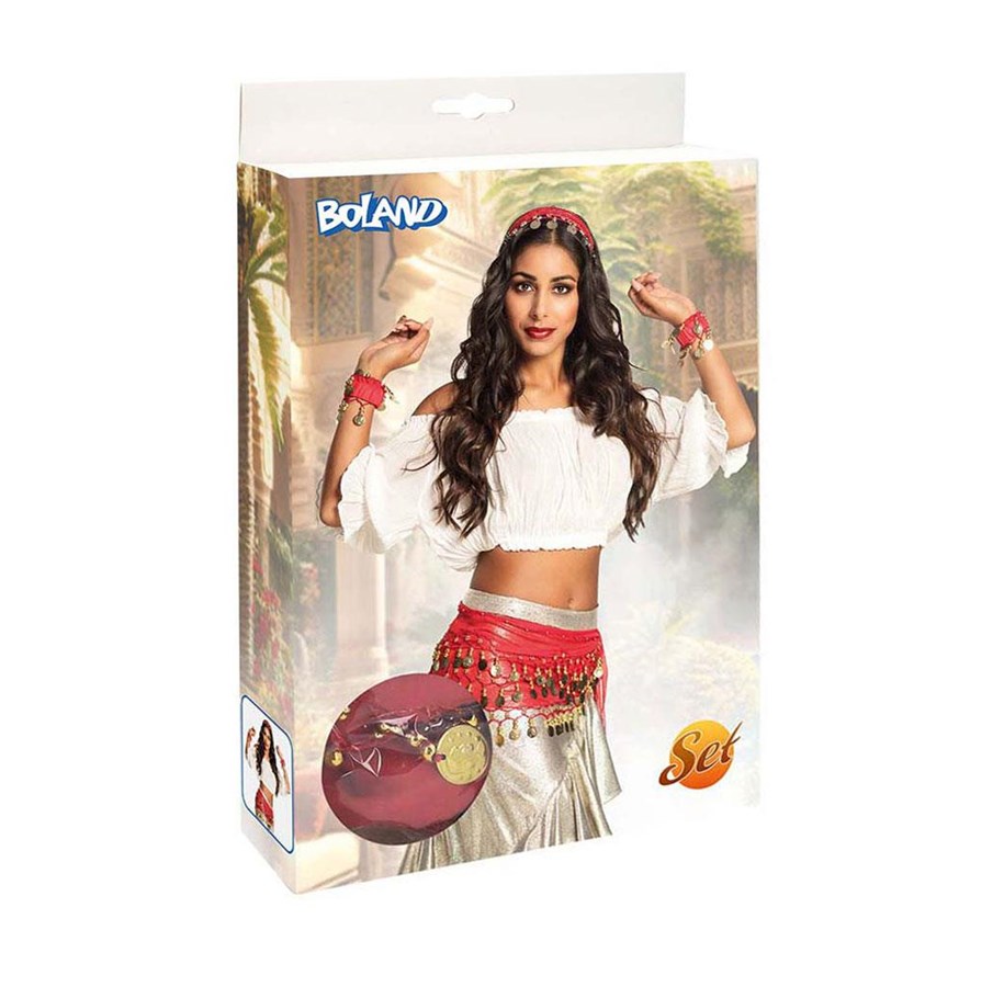 Outfits & kostymer - Boland - Belly Dance Set Red 3pcs. - 00458