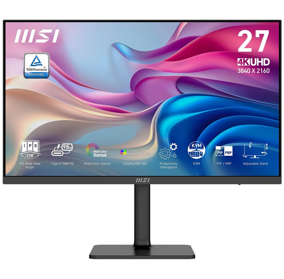 Skärm - 27" MSI Modern MD272UPHG - 3840x2160 (4K) - 60Hz - IPS - 98W USB-C - KVM switch - Modern MD272UPHG