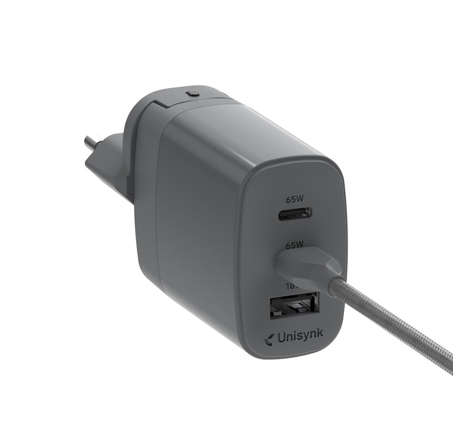 Mobile - Adapters & Chargers - Unisynk 3 Port Global Multi-Charger Kit - 65W - Grey - 10461