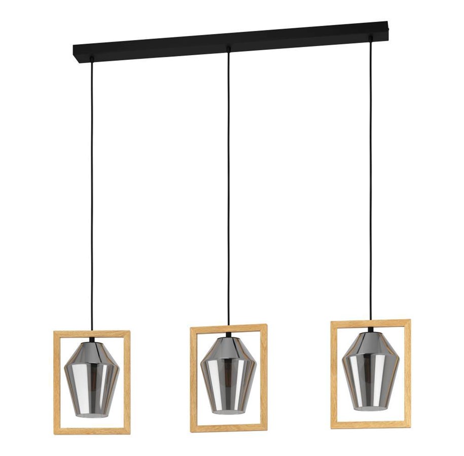 Lampor - EGLO VIGLIONI LÅNGBORD 3XE27 L1060 SVART/RÖK - 99702