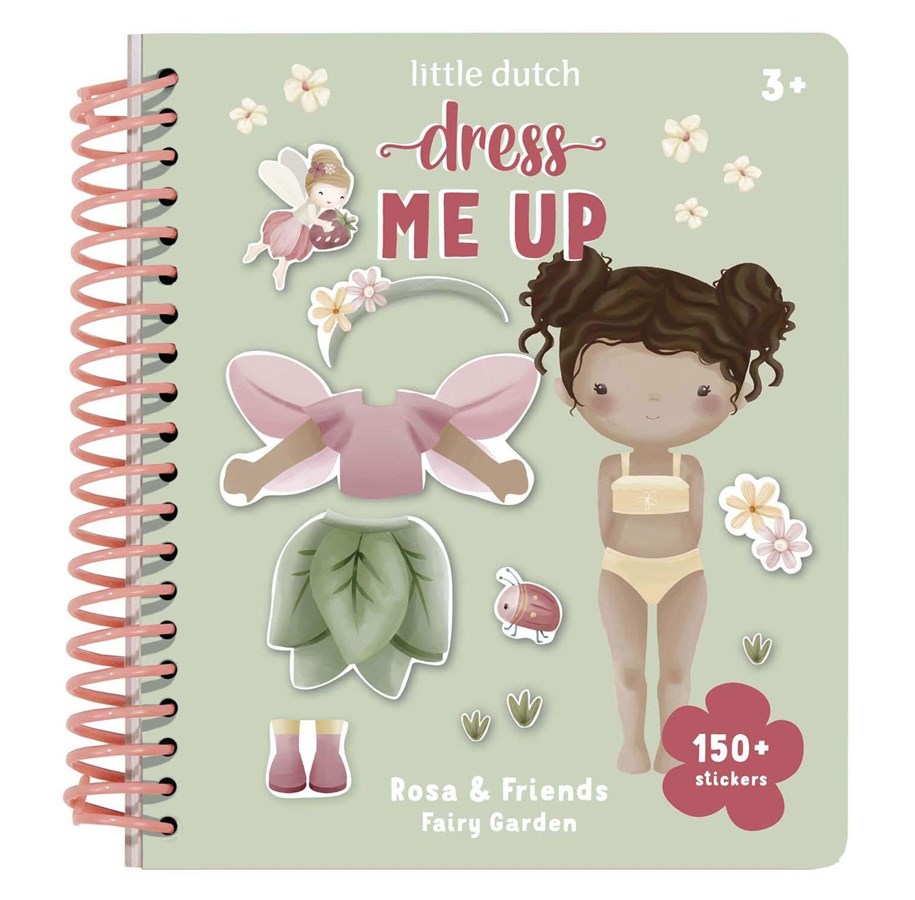 Kreativa spel - Little Dutch Dress up Sticker Book Rosa Fairy Garden - 126324