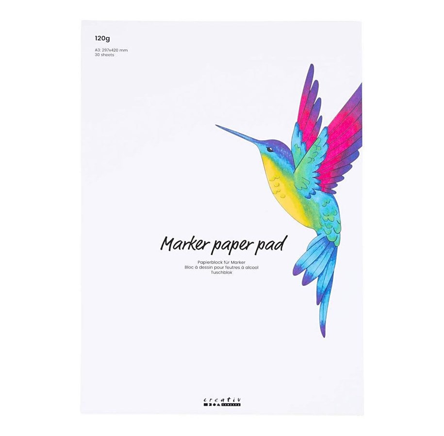 Hobby Tillbehör - Creativ Company - Paper Pad For Markers White A3 30 Sheets - 221133