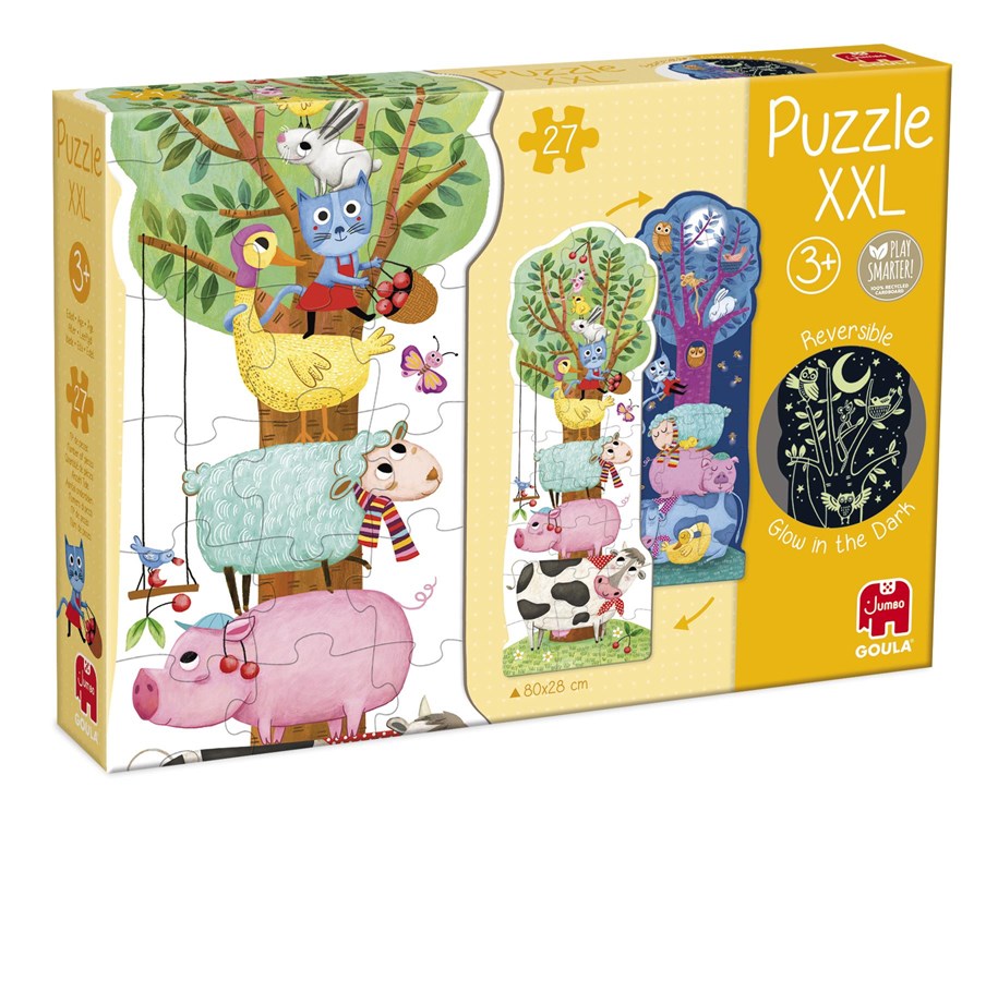 Pusselspel - Jumbo Goula Reversible Puzzle XXL Farm Day and Night 27 pcs. Golv - 50217