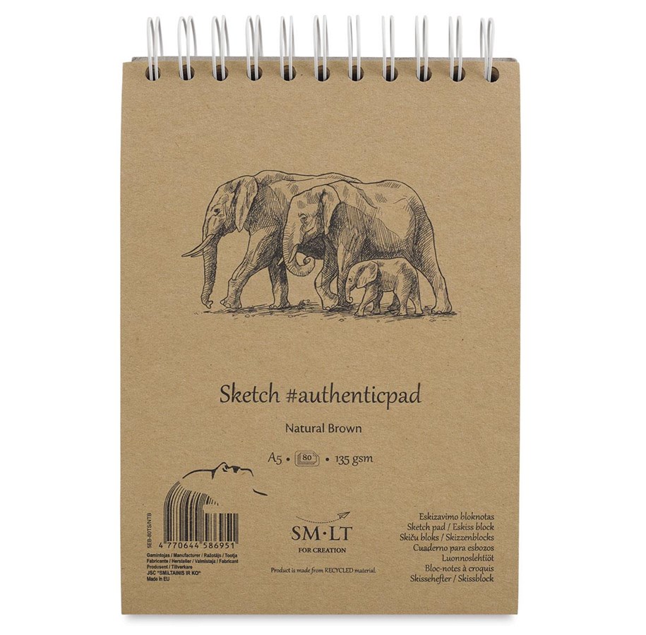 Block och Anteckningsböcker - SMLT Drawing pad SKITSE NATUR. BROWN A5. 135g - SM103-A5