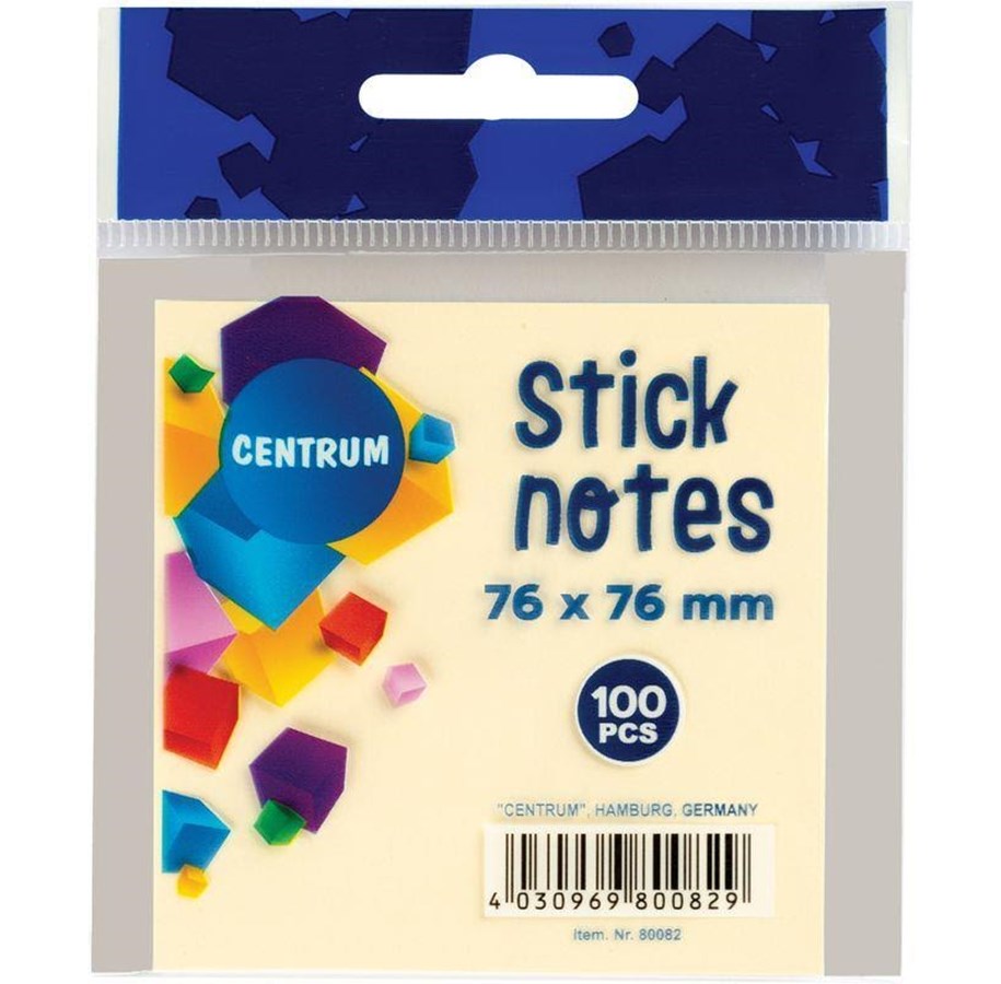 Papper, Fotopapper & Etiketter - CENTRUM StickNotes 76*76mm 100 sheets pastel yellow - 80082