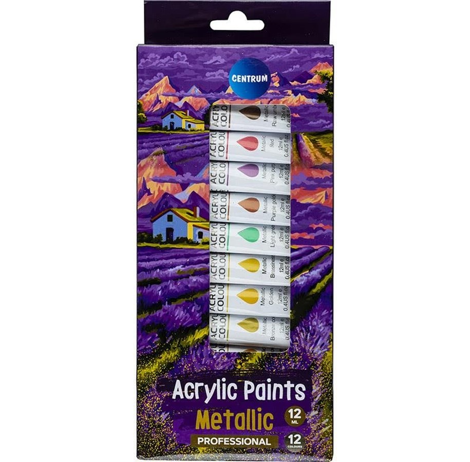 Hobby Tillbehör - CENTRUM Acrylic colors. 12 tubes of 12 ml. - 80225