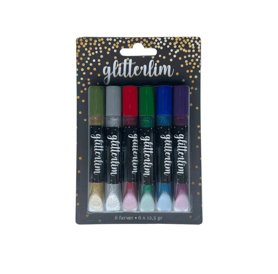 Hobby Tillbehör - Hobby Mate Glitter glue on tb. 6 colors 12.5gr. - LIM24