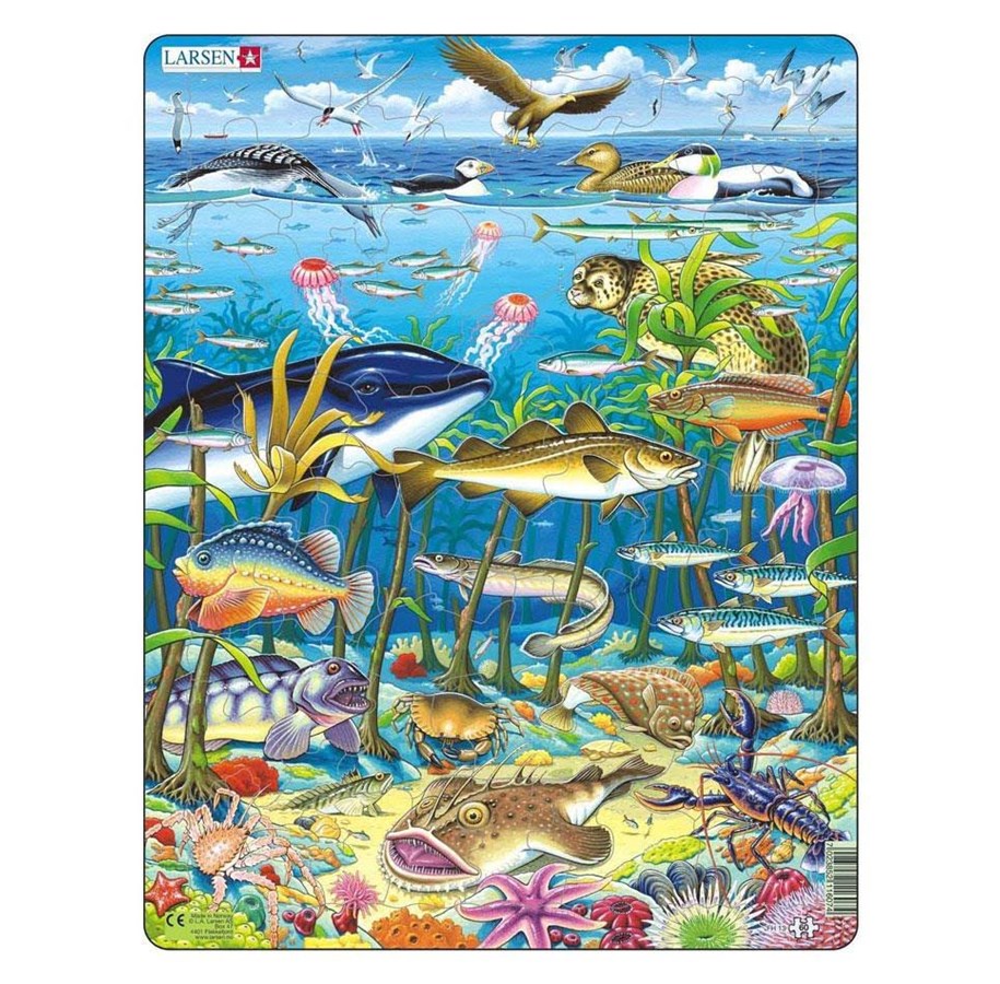 Pusselspel - Selecta Play - Larsen Jigsaw Puzzle Animals - Sea Creatures of the North Atlantic Ocean 60 pcs. - LA-FH13