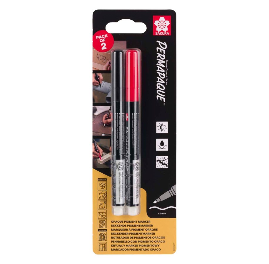 Skriv- och ritverktyg - Sakura Permapaque Fine Set Black and Red - BLXZPKSN2B