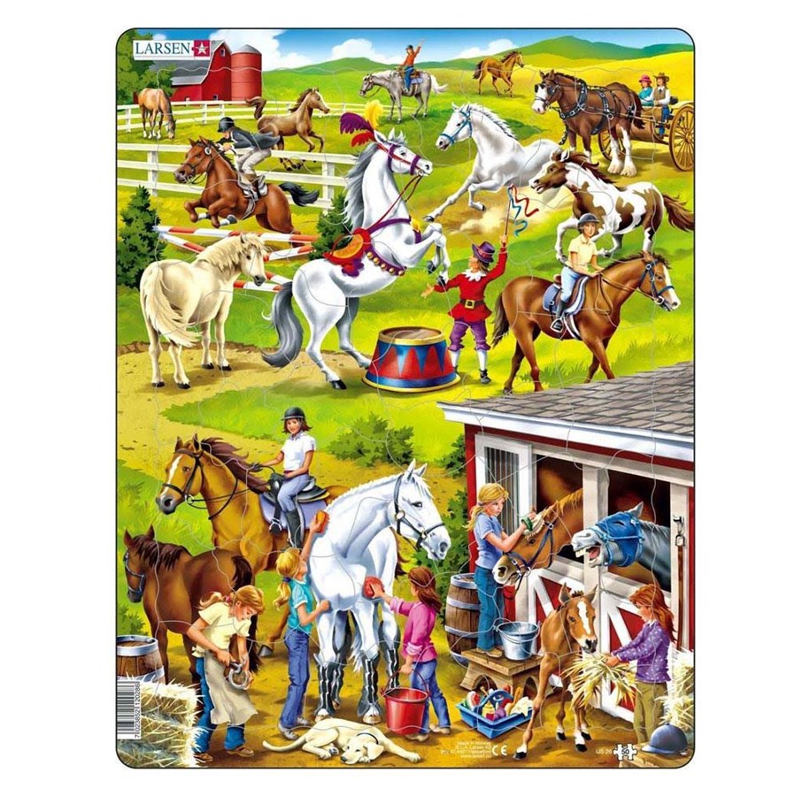 Pusselspel - Selecta Play Larsen Jigsaw Puzzle Animals - Horse Riding School 50 pcs. 2D Pussel - LA-US26