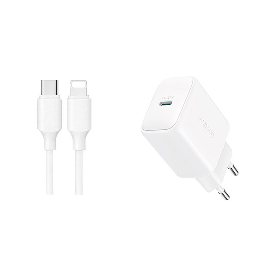 Mobile - Adapters & Chargers - Joyroom JR-TCF20 USB-C PD 20W network charger - white + USB-C / Lightning cable 1m - JR-TCF20_CL