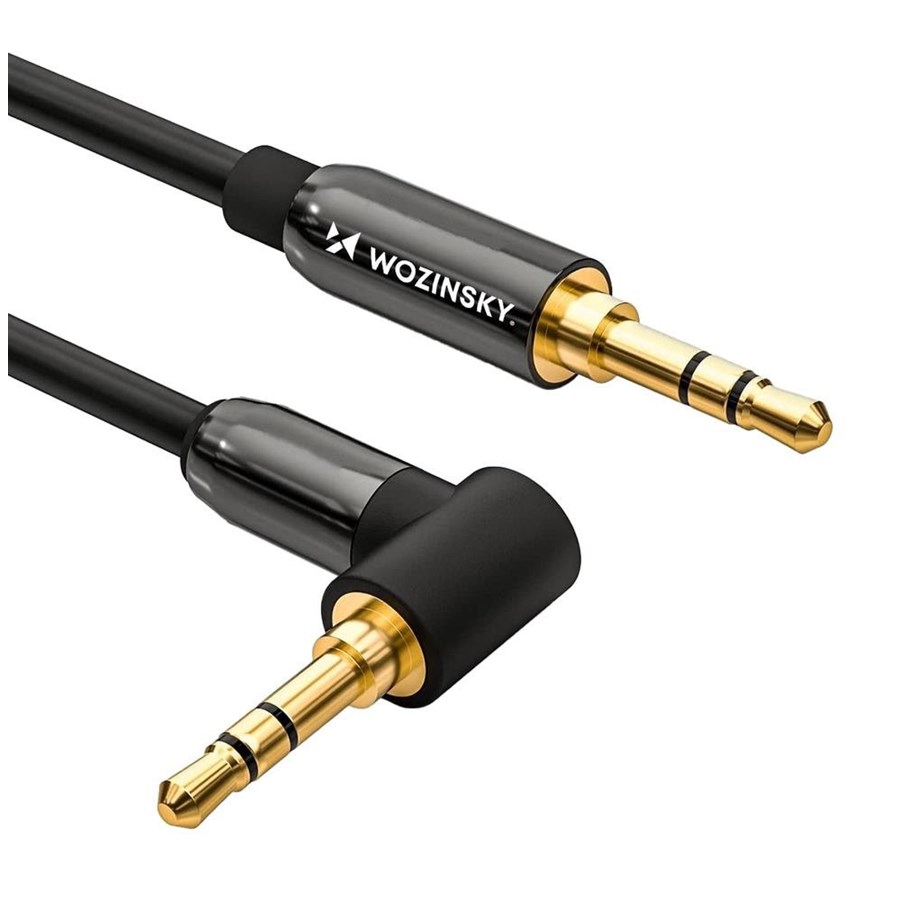 Ljudkabel - Wozinsky AUX Cable Angled (Male-Male) Mini Jack Cable 1.5m Black - 5907769307423