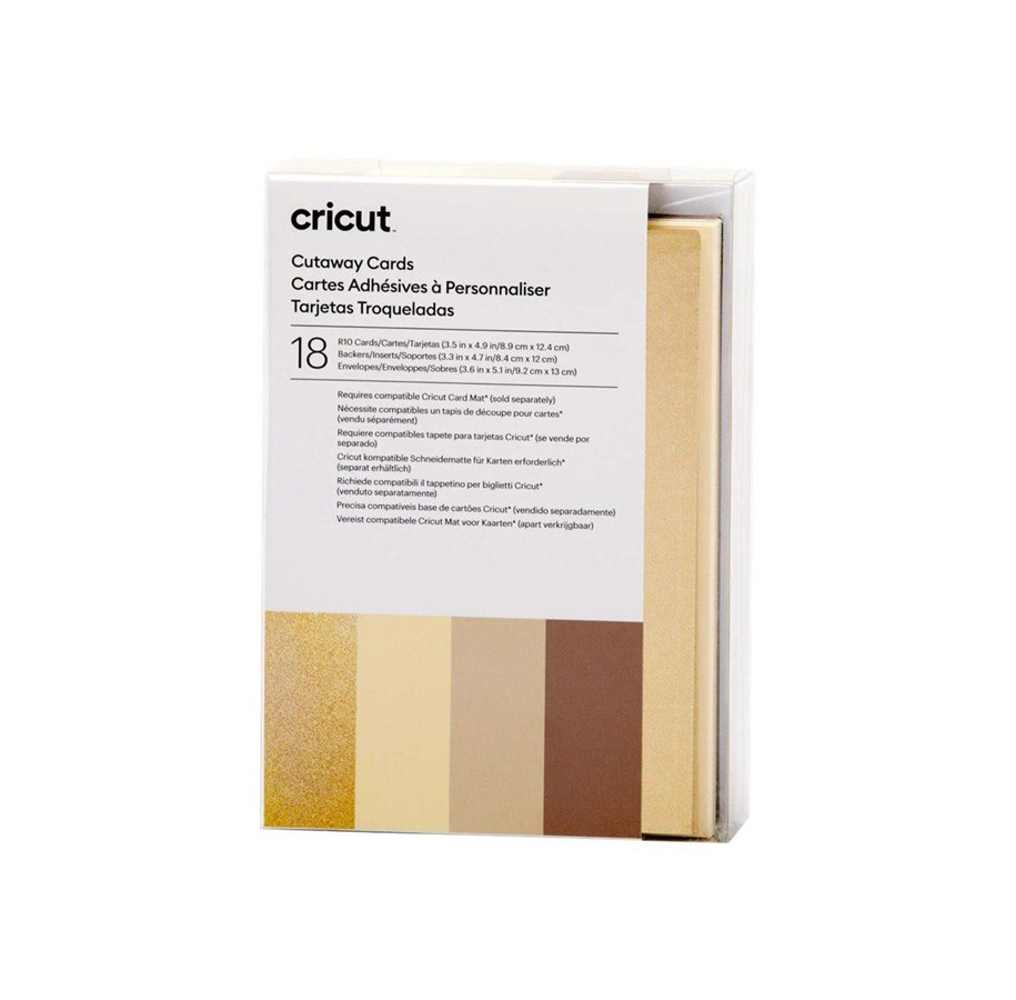 Label printer - Cricut Neutrals Sampler - cutaway card set - grey khaki white cream holographic gold - 2009485