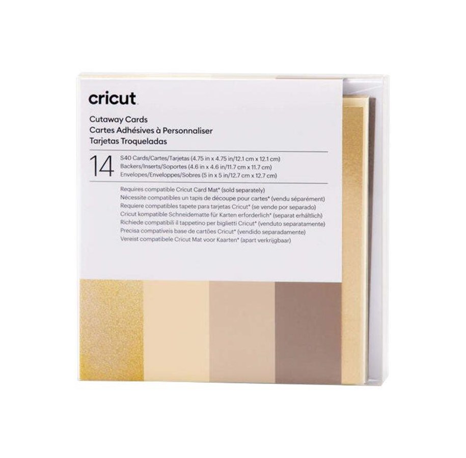 Label printer - Cricut Neutrals Sampler - cutaway card set - grey khaki cream white holographic gold - 2009487
