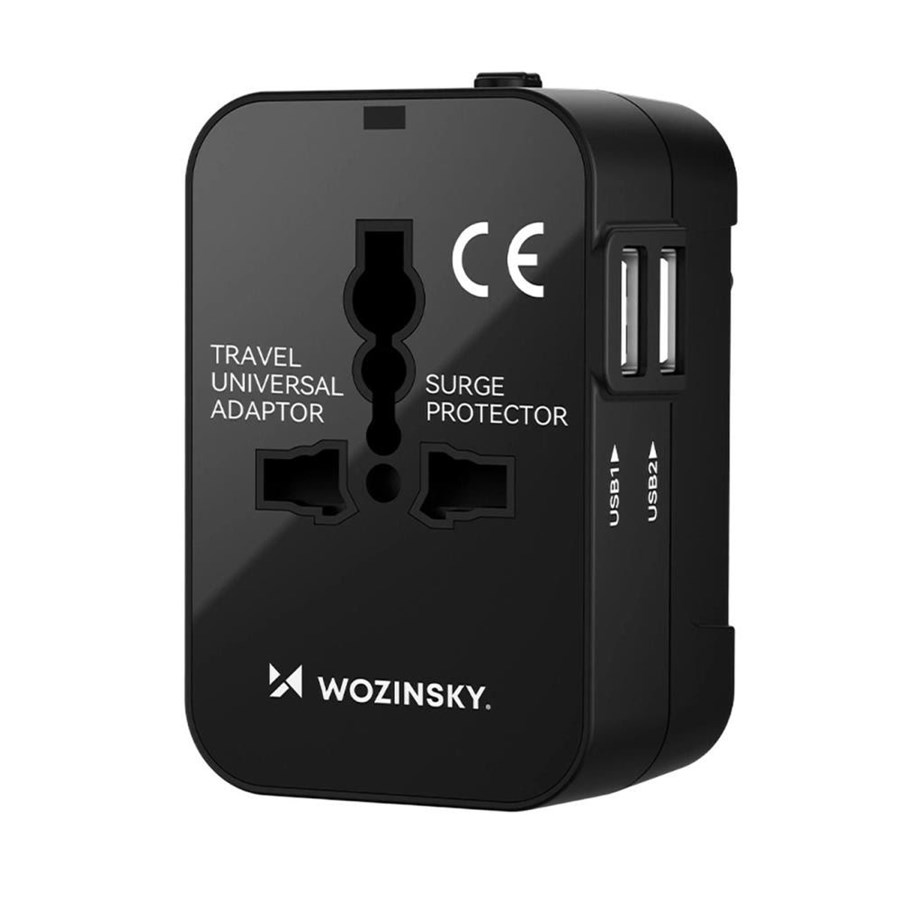Mobile - Adapters & Chargers - Wozinsky WUTWC Universal Travel Adapter 24W EU / US / AUS / UK / 2x USB-A - Black - 5907769308512