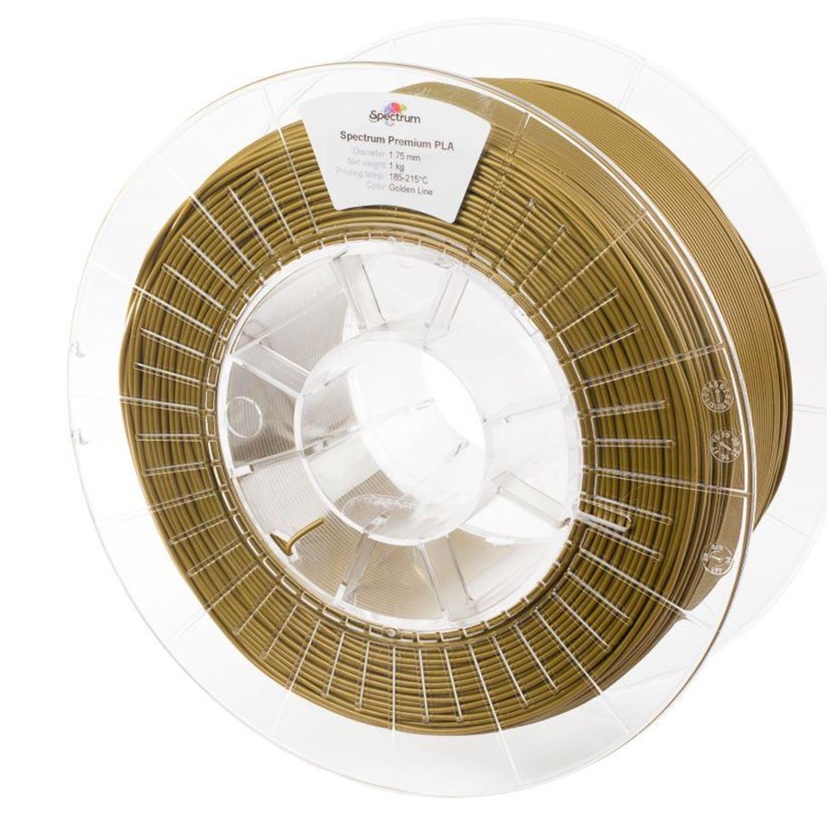 Filament/Harts - 3D-skrivare - Spectrum 3D Filament / PLA Premium / ⌀ 1.75 mm / Golden Line / Gold / 1 kg - 80005