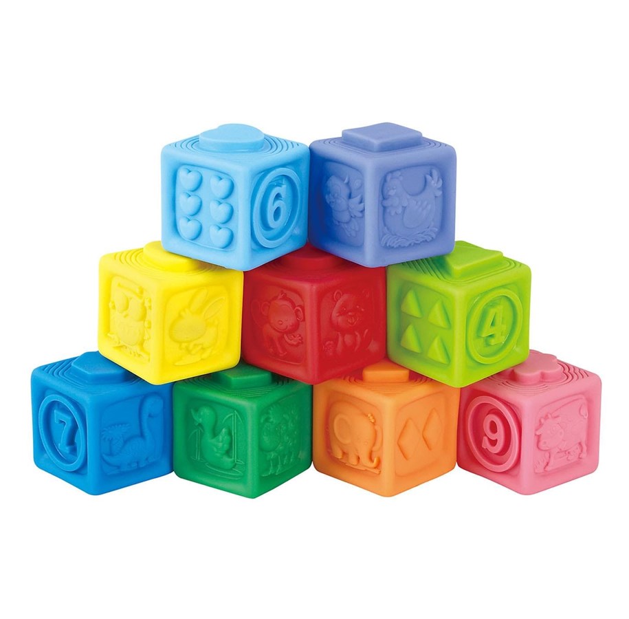 Babyleksaker - Playgo Stackable Touch Blocks - 9pcs. - 2406