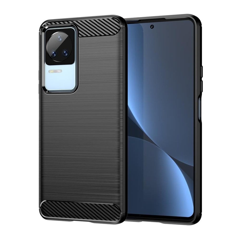 Mobile - Covers & Cases - Hurtel Carbon Case for Xiaomi Poco F4 5G Flexible Silicone Carbon Cover Black - 5907769349713