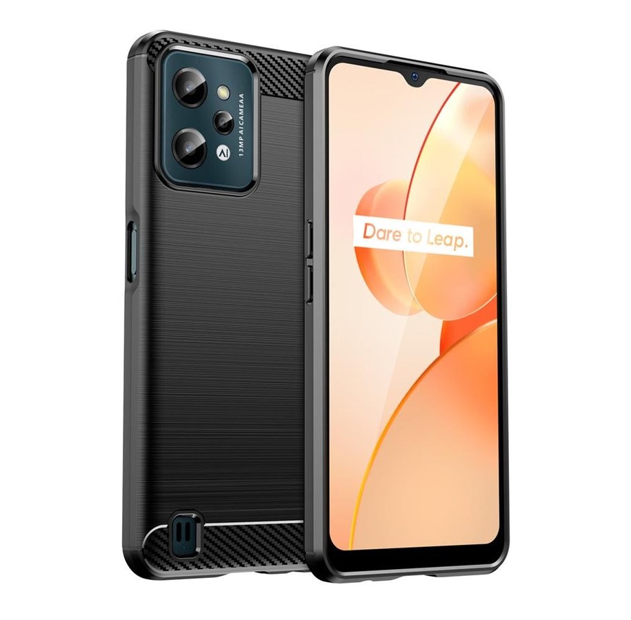 Mobile - Covers & Cases - Hurtel Carbon Case for Realme C31 Flexible Silicone Carbon Cover Black - 9145576267622