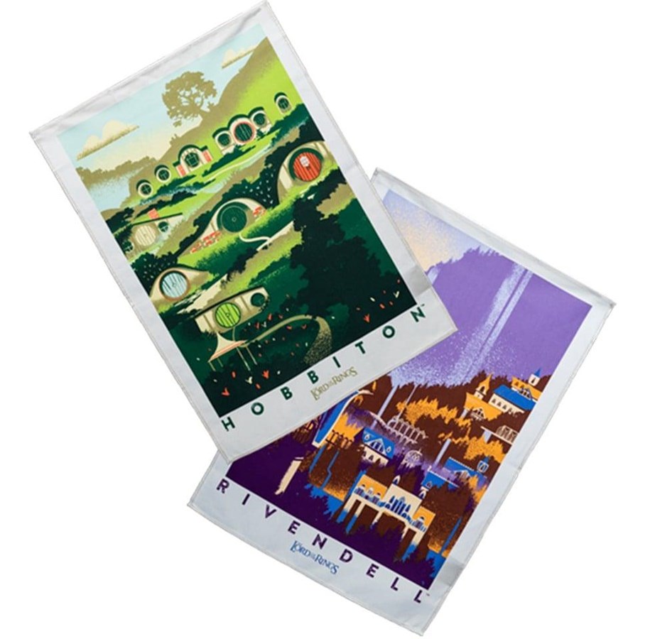 Merchandise - Weta Workshop - The Lord of the Rings - Rivendell & Hobbiton Tea Towel Set of 2 - Handduk - 9420024727744