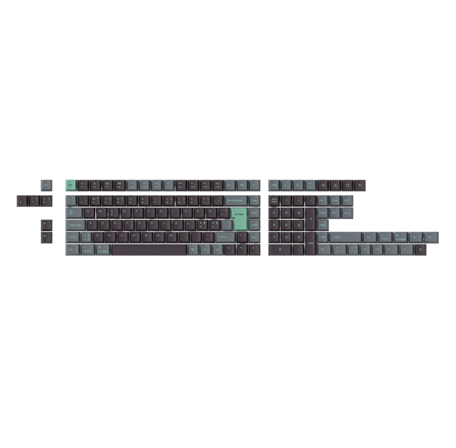 Tangentbord - Keychron PBT Full Keycap Set Hacker Mint - Knappsats - Nordisk - Svart - T62
