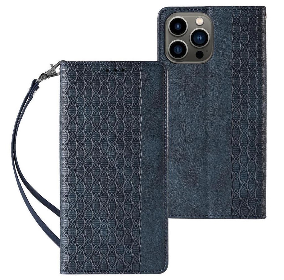 Mobile - Covers & Cases - Hurtel Magnet Strap Case for Samsung Galaxy S23+ Flip Wallet Mini Lanyard Stand Blue - 9145576271285