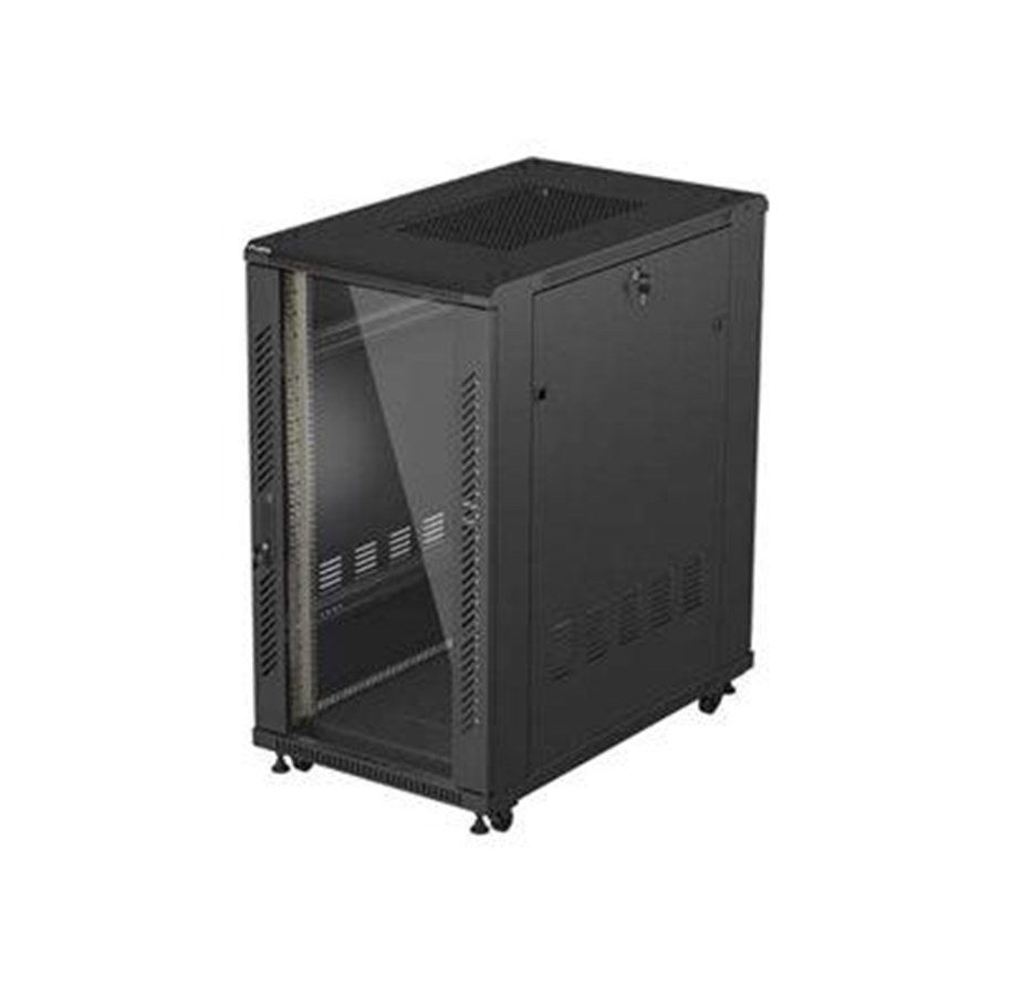 Rack chassis - Lanberg FF01 series - rack - 600 x 1000 flat pack with glass door - 22U - FF01-6022-12B