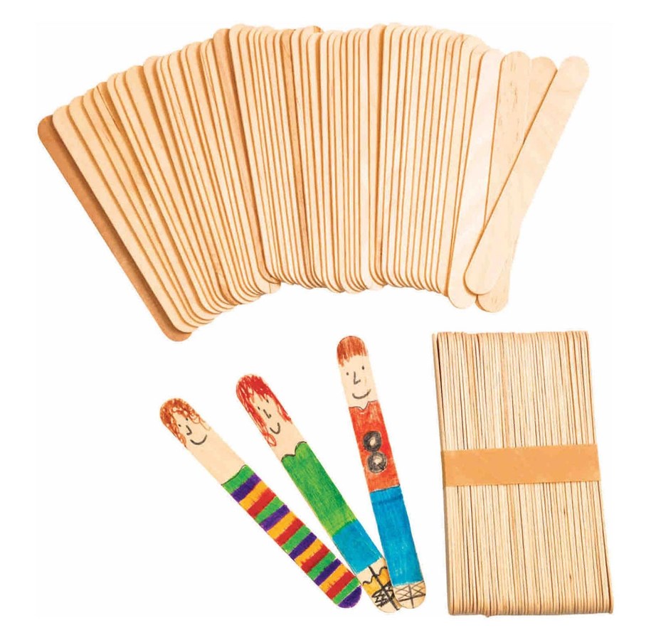 Träleksaker - Colorations - Large Wooden Craft Sticks Set of 100 - LGNAT100