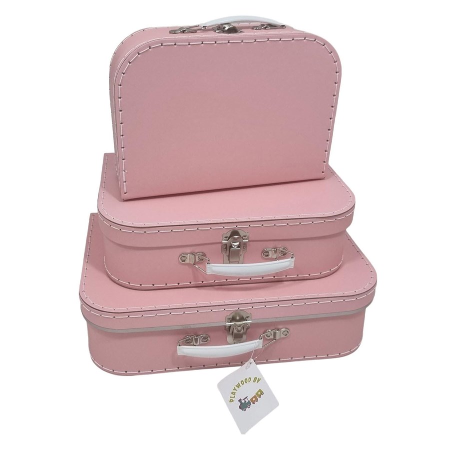 Barnrummet - Playwood Cardboard Suitcase Set Pink 3 pcs. - Sl0381
