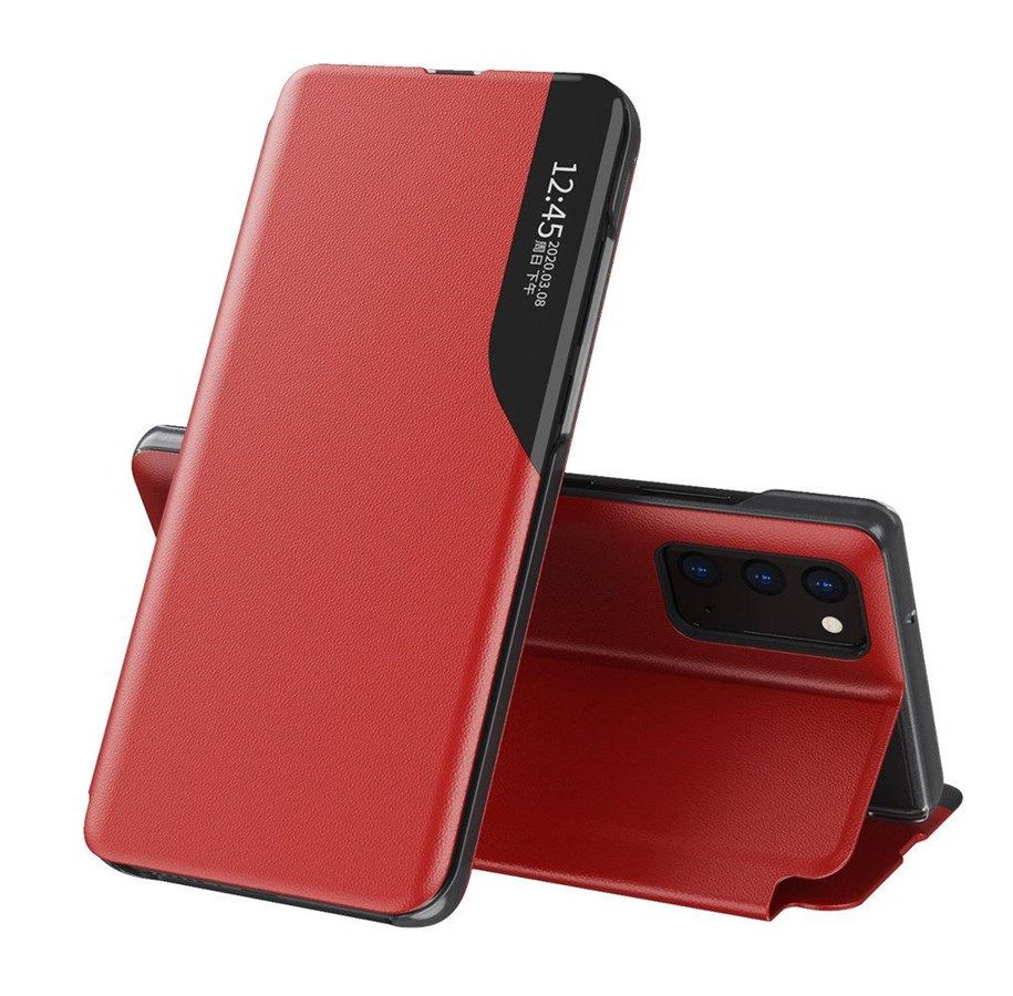 Mobile - Covers & Cases - Hurtel Eco Leather View Case Elegant Bookcase Type Case with Kickstand for Samsung Galaxy A72 4G Red - 5907769324529
