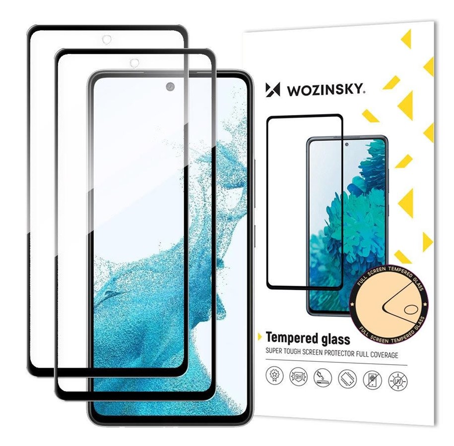 Mobiltelefontillbehör-Skyddsfilm - Wozinsky 2x Set Super Tough Full Glue Tempered Glass Full Screen with Frame Case Friendly Samsung Galaxy A53 5G Black - 9145576238806
