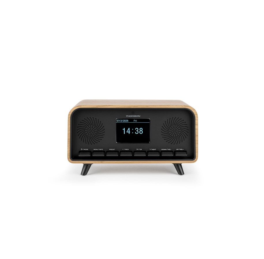 DAB, Nätverk & Klockradio - Thomson RT850DABBT Bluetooth Speaker + Alarm Clock - DAB/DAB+/DMB-R/FM - Stereo - Trä - RT850DABBT