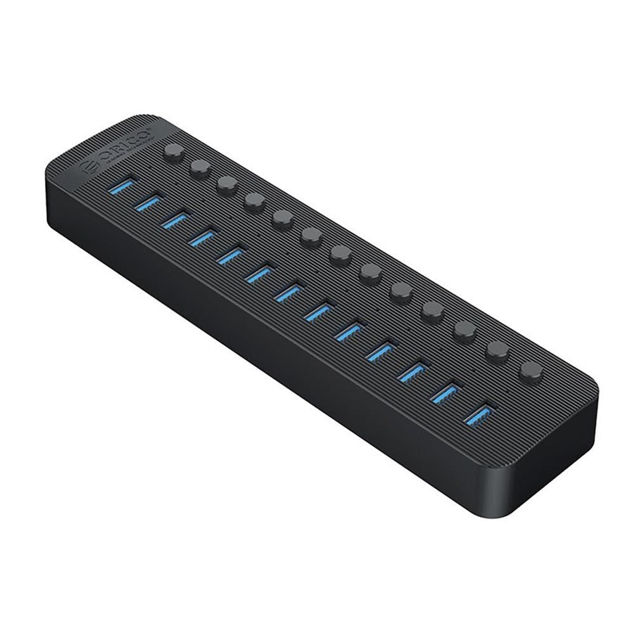 USB Hub - ORICO CT2U3-13AB 13x USB-A 3.0 Hub with Switches - Black USB Hub - USB 3.0 - 13 porte - Svart - CT2U3-13AB-EU-BK-BP