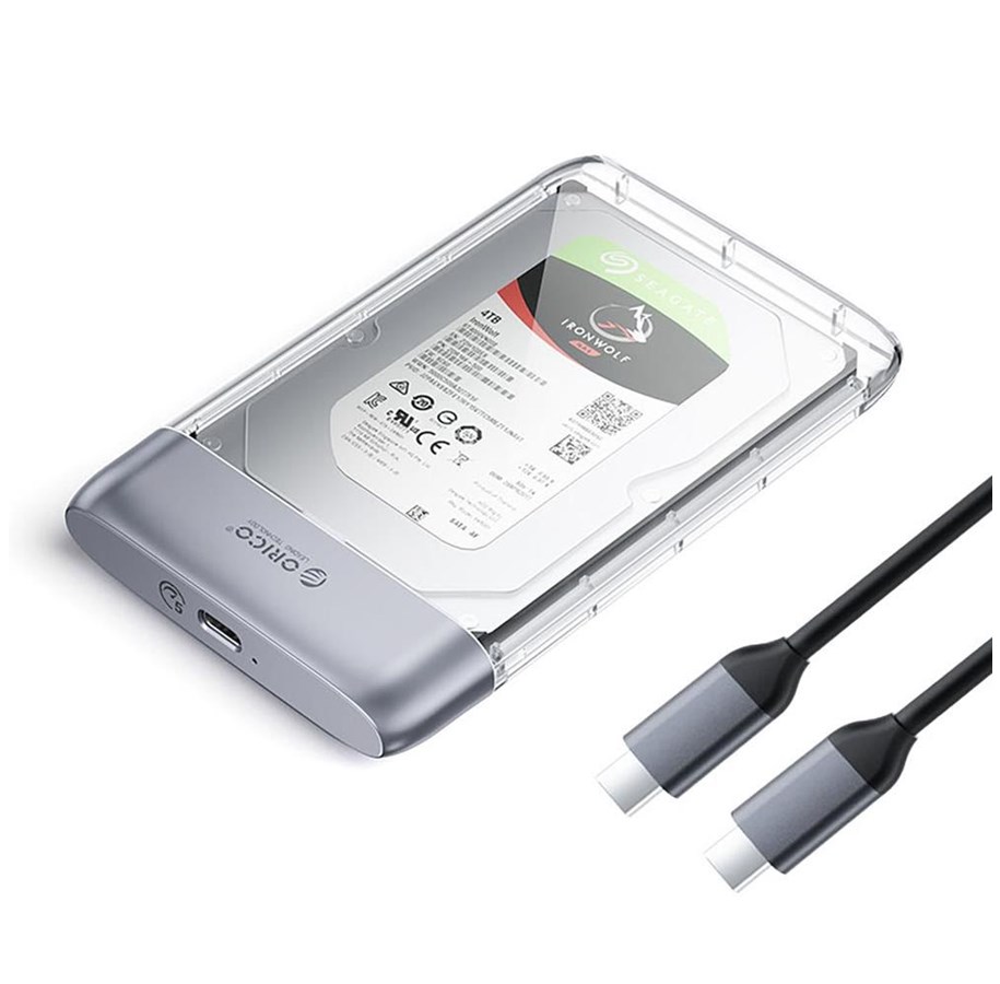 Hårddisk, tillbehör - ORICO TX25C3 2.5" HDD/SSD USB-C 5Gb/s Disk Drive - Transparent - TX25C3-GY-BP
